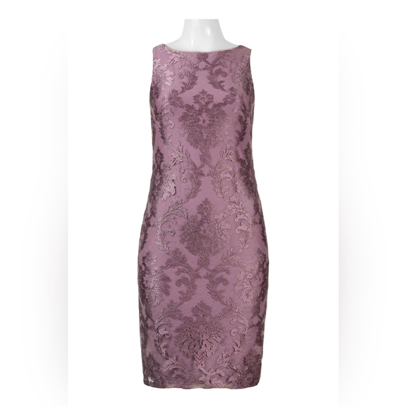 Adrianna Papell Boat Neck Sleeveless Tafetta Embroidered Mesh Dress with Jacket - Picture 6 of 8
